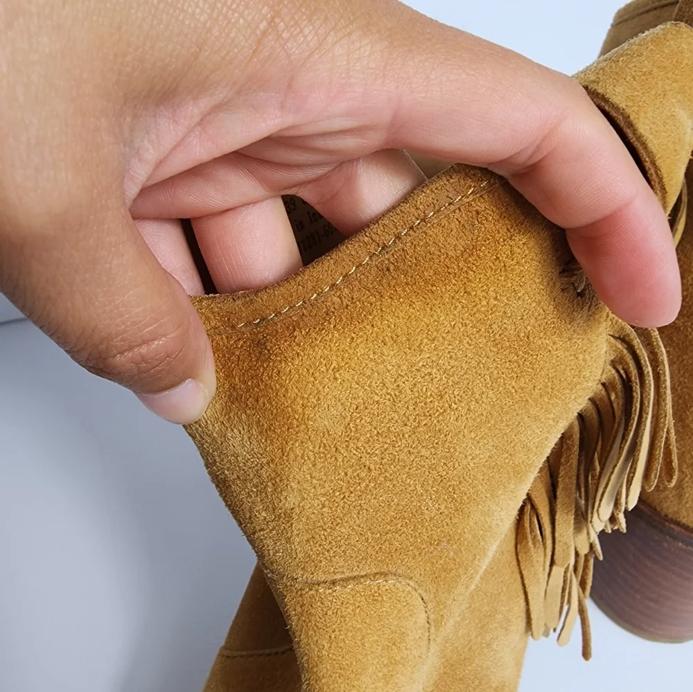 & Other Stories Suede Fringe Ankle Booties Western Boho Womens 9